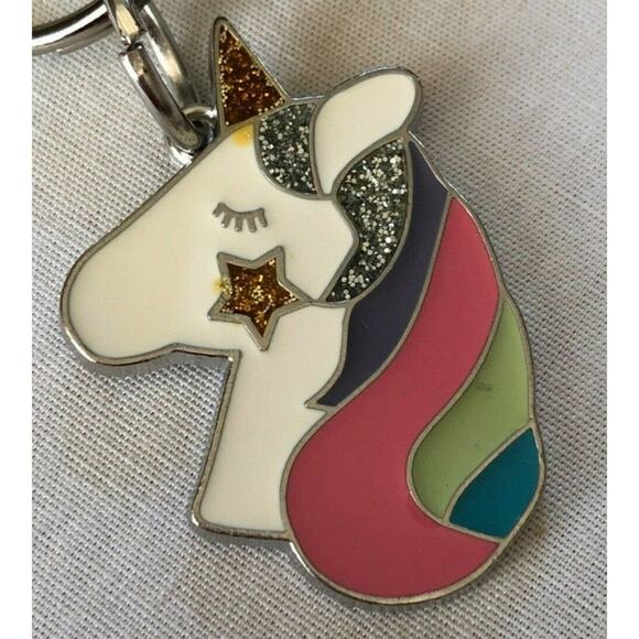 Cat & Jack Girls Sparkle Lanyard Crossbody Wallet Unicorn Fob Iridescent Silver - Picture 3 of 6